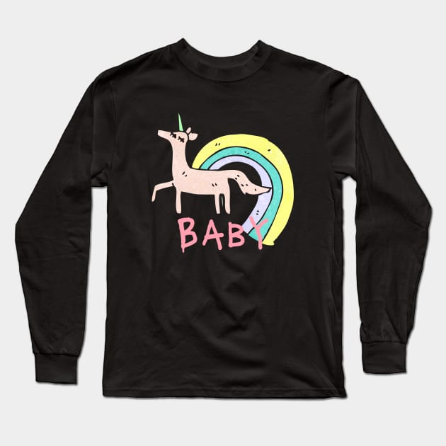 Rainbow Baby Unicorn Long Sleeve T-Shirt by Mplanet